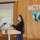 Anastasia Prokopyeva from Blagoyevo school shows the environmental path